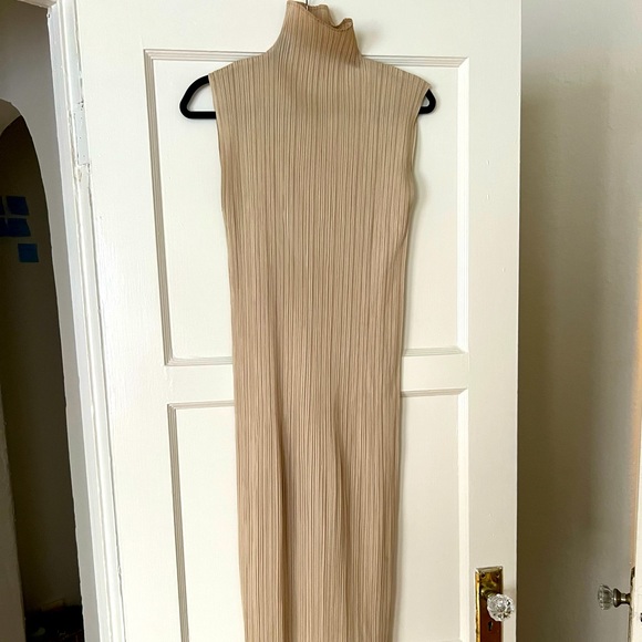 Issey Miyake Dresses & Skirts - Issey Miyake Pleats Please long tan turtleneck dress